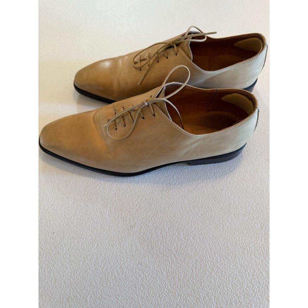 Custom Handcrafted Italian Made Mens Genuine Leather Beige Oxford Sz 40 US (7) - Picture 2 of 6